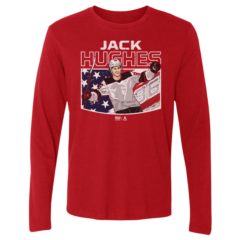Jack Hughes New Jersey American Flag WHT (ONLINE ORDER ONLY)