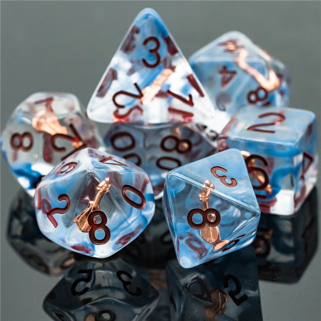 Bard (Violin) Clear Dice w/ Golden Violin 7-Dice Set Rpg (Online Only)