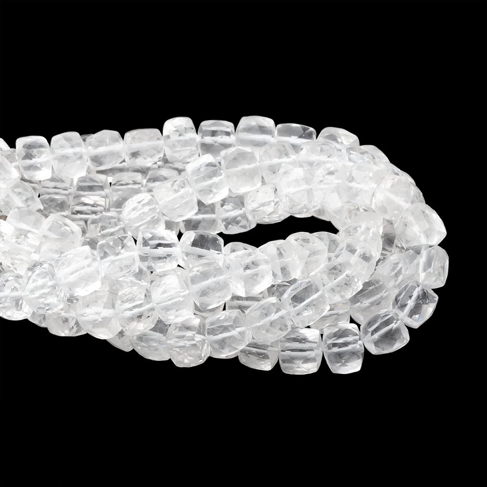 6-7mm Crystal Quartz Faceted Cubes 7.5 inch 27 Beads (ONLINE ORDER ONLY)