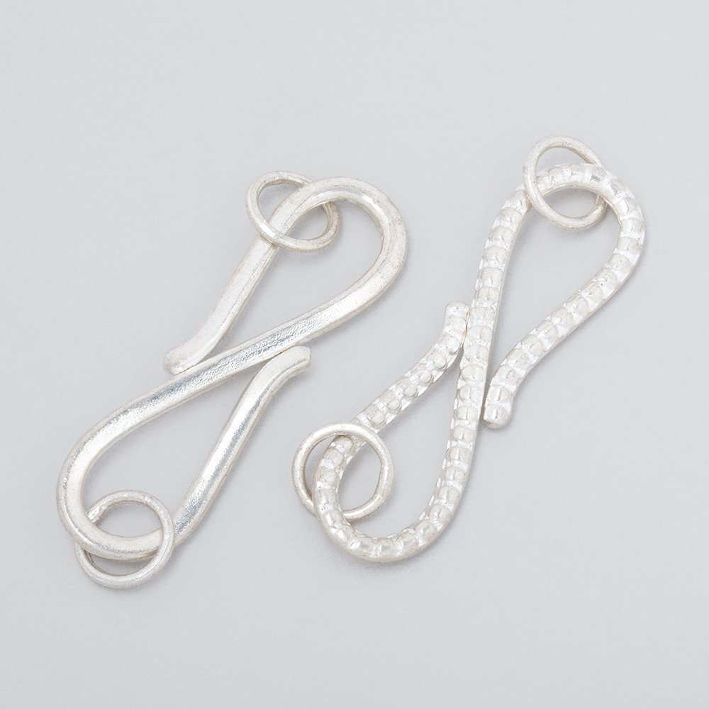 36x10mm Sterling Silver S Hook Ribbed Design 1 piece (ONLINE ORDER ONLY)