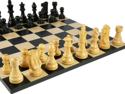 Chess Set - Black French Chessmen on Black/Maple Basic Chess Board (ONLINE ORDER ONLY)