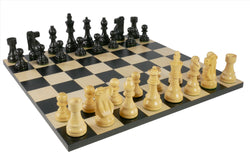 Chess Set - Black French Chessmen on Black/Maple Basic Chess Board (ONLINE ORDER ONLY)