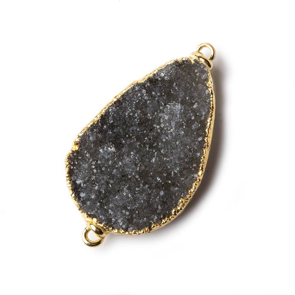 37x23x6mm Gold Leaf Cocoa Brown Agate Drusy Free Shape Connector 1 pc (ONLINE ORDER ONLY)