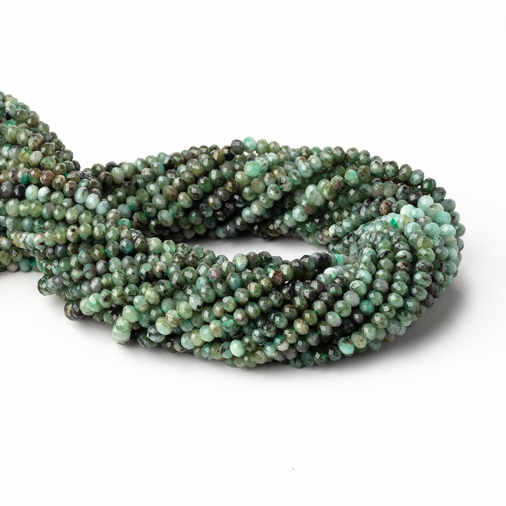 3.8-4mm Brazilian Emerald Micro Faceted Rondelle Beads 13 inch 112 pieces (ONLINE ORDER ONLY)