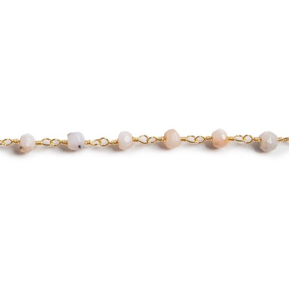 3.8 mm Pink Peruvian Opal faceted rondelle Gold plated Chain by the foot 34pcs (ONLINE ORDER ONLY)