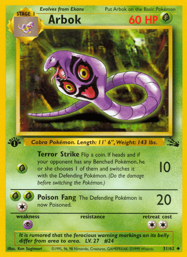 Arbok (31/62) [Fossil 1st Edition] (Online Only)