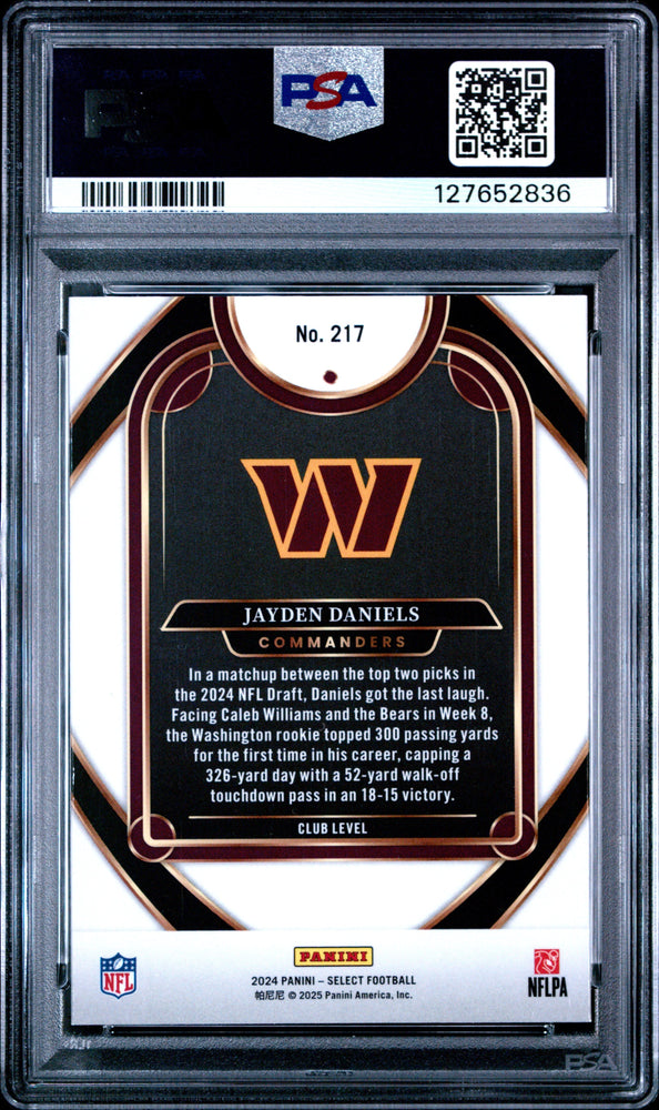 Graded 2024 Panini Select Jayden Daniels #217 Rookie RC Football Card PSA 8 Near Mint