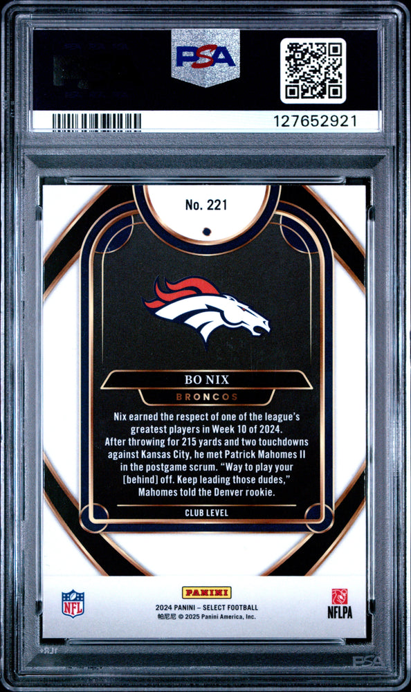 Graded 2024 Panini Select Bo Nix #221 Rookie RC Football Card PSA 10 Gem Mint