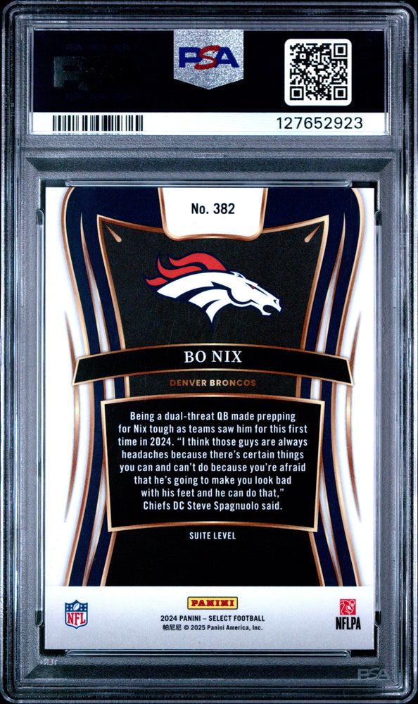 Graded 2024 Panini Select Bo Nix #382 Rookie RC Football Card PSA 10 Gem Mint