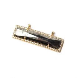 39x10.5mm Vermeil Bezel CZ and Pyrite Bar 2 ring East - West Connector 1 piece (ONLINE ORDER ONLY)