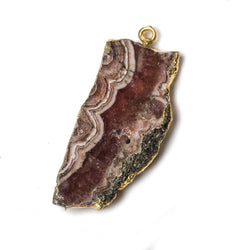 39x16x4mm Gold Leafed Rhodochrosite Slice Focal Bead (ONLINE ORDER ONLY)