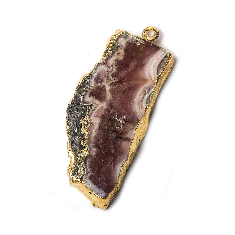 39x16x4mm Gold Leafed Rhodochrosite Slice Focal Bead (ONLINE ORDER ONLY)