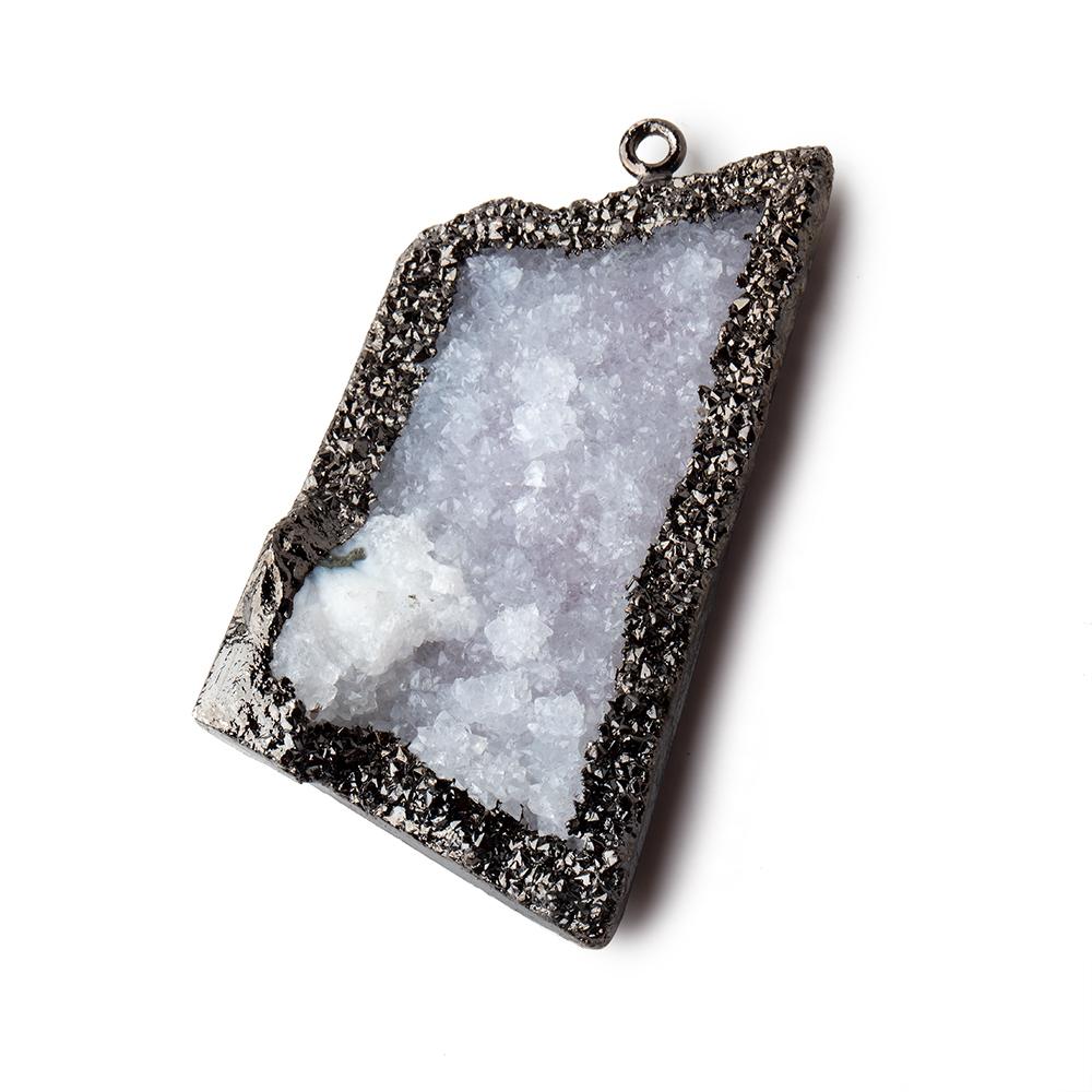 39x26mm Black Gold Leafed Gray Drusy Freeform Pendant 1 piece (ONLINE ORDER ONLY)