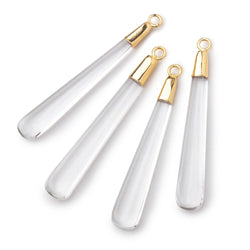 39x6mm Gold Leafed Crystal Quartz Plain Pear Pendant 1 piece (ONLINE ORDER ONLY)