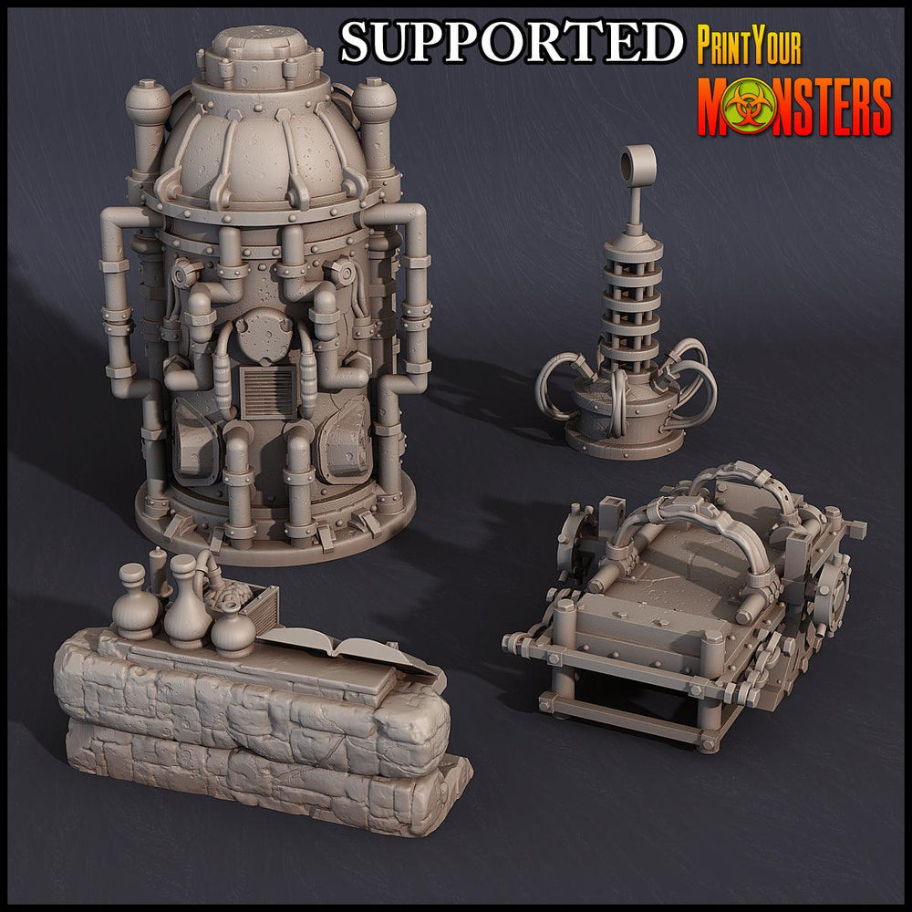 3D Printed Print Your Monsters Horrifying Laboratory Terrain Pack 28mm - 32mm D&D Wargaming