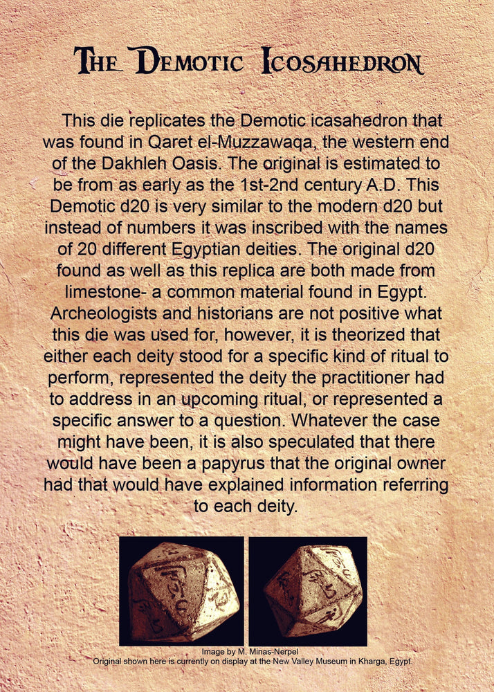 Demotic Limestone 30mm d20 - Dice Around the World Collection (ONLINE ORDER ONLY)