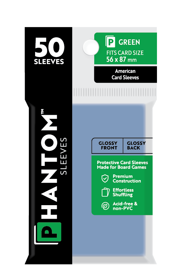 Phantom Sleeves: Green Size (56mm x 87mm) 50 ct (ONLINE ORDER ONLY)