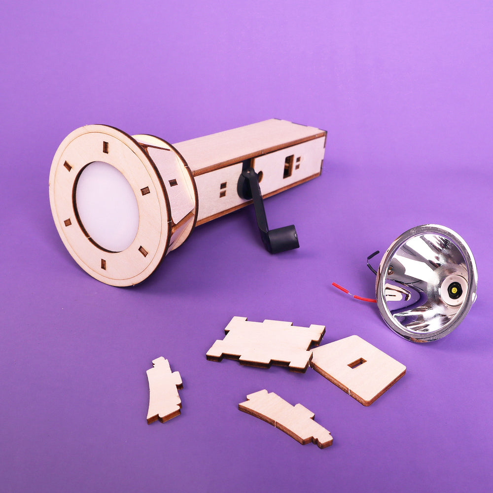 Hand-Crank Flashlight DIY Kit, Educational STEM Toy (ONLINE ORDER ONLY)