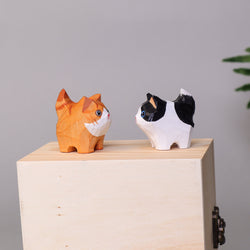 Hand-Carved Wooden Cats, Personalized Gift for Cat Lovers (ONLINE ORDER ONLY)