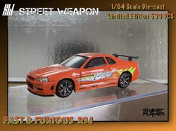 Street Weapon Nissan (R34) GT-R Fast & Furious Livery 1:64 (ONLINE ORDER ONLY)