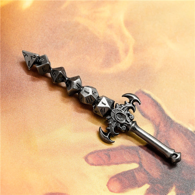 Dice Sword Silver 46mm x 9mm Trinket Novelty (Online Only)