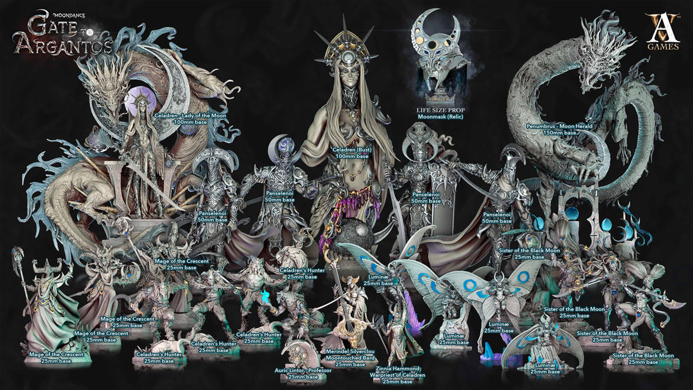 3D Printed Archvillain Games Celadren Lady of the Moon Moondance - Gate to Argantos 28 32mm D&D (Online Only)