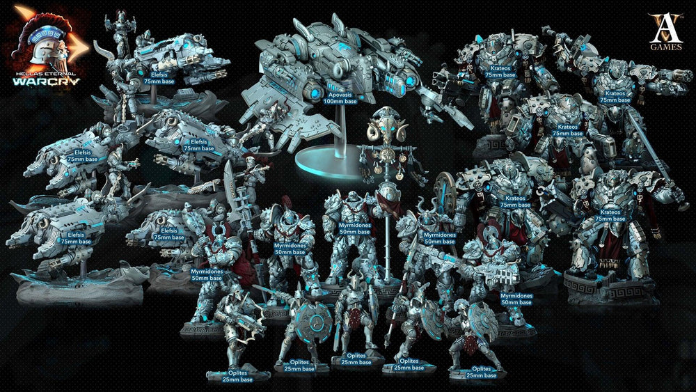 3D Printed Archvillain Games Hellas Eternal - Warcry Oplites 28 32mm D&D (Online Only)