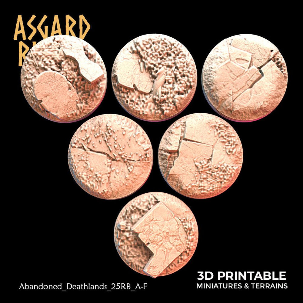 3D Printed Asgard Rising Abandoned Deathlands 6x 25 28 32 35mm Round Base Wargaming DnD (Online Only)