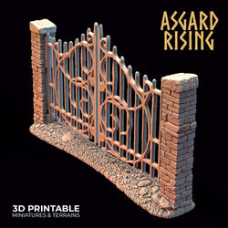 3D Printed Asgard Rising Cemetery Stone Wall Gate Set A 28mm-32mm Ragnarok D&D (Online Only)