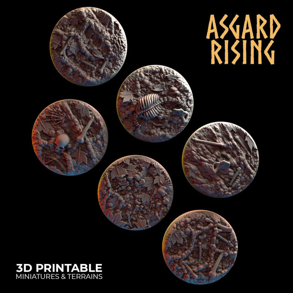 3D Printed Asgard Rising Deepforest Ritual Ground Round Base Set - 6 x 25 28 mm Round Base Set B Wargaming DnD (Online Only)