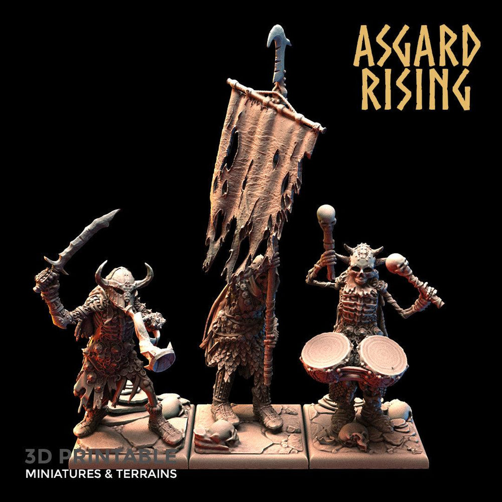 3D Printed Asgard Rising Draugr - Undead Skeleton Command Group Set 28mm - 32mm (Online Only)
