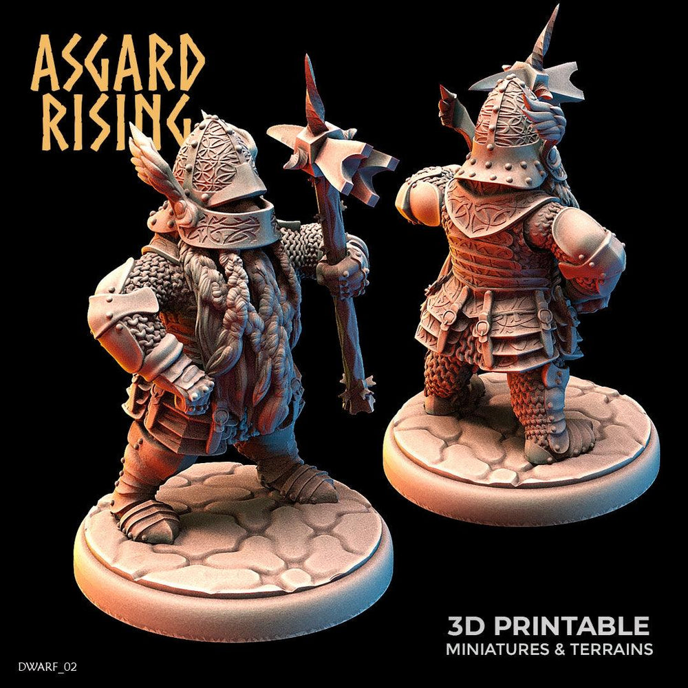 3D Printed Asgard Rising Dwarf Full Plate Warrior Warband Set 28mm - 32mm (Online Only)