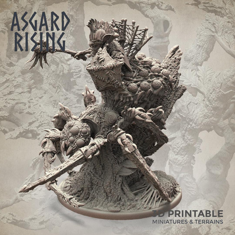 3D Printed Asgard Rising Goblin Chieftain Riding Spider 28mm-32mm Ragnarok D&D (Online Only)