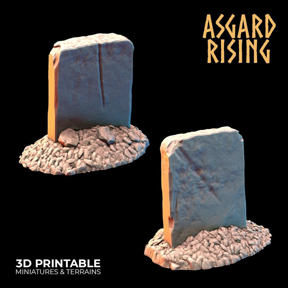 3D Printed Asgard Rising Gravestone and Tombstone Set 28mm-32mm Ragnarok D&D (Online Only)