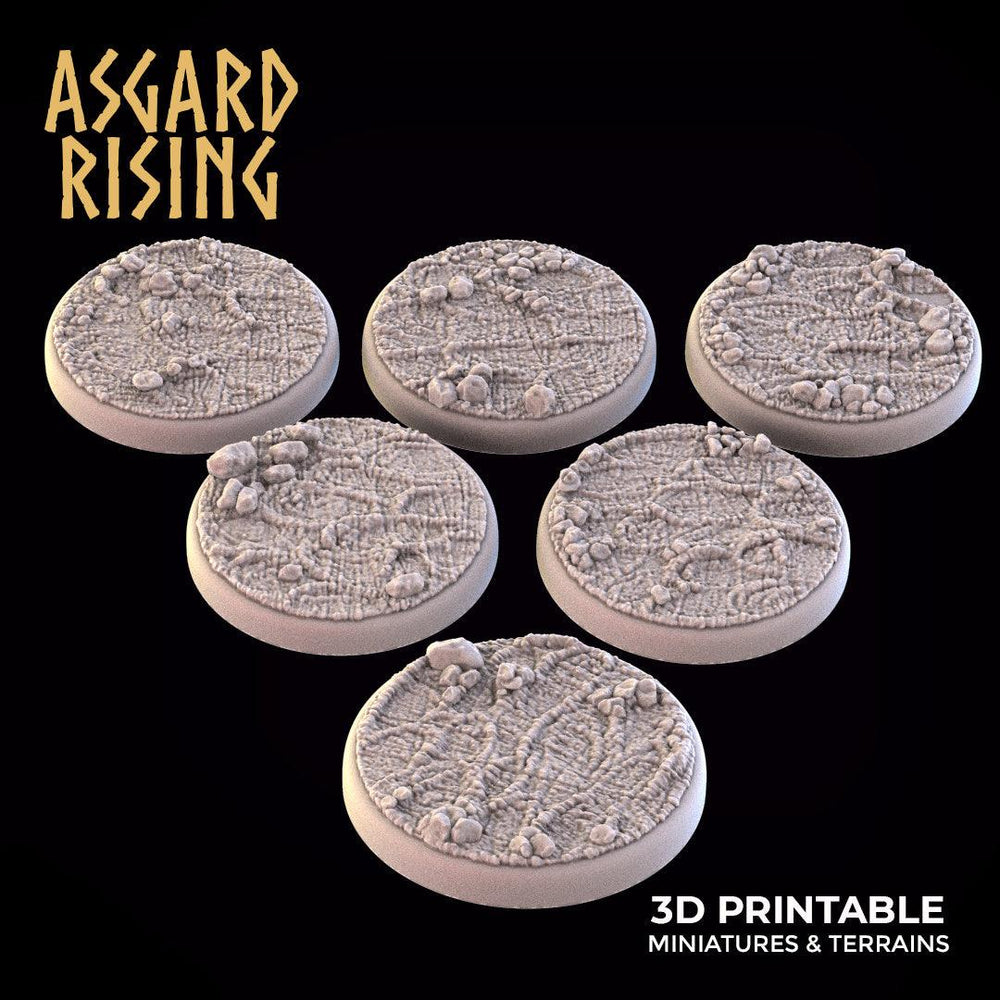 3D Printed Asgard Rising Mud Dirt Round Base Set 25 28 32 35mm D&D (Online Only)