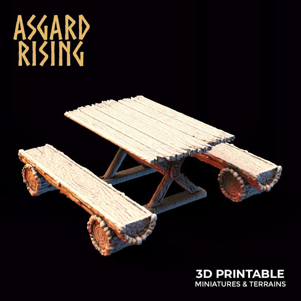 3D Printed Asgard Rising Tables and Benches Set 28mm - 32mm Ragnarok D&D (Online Only)