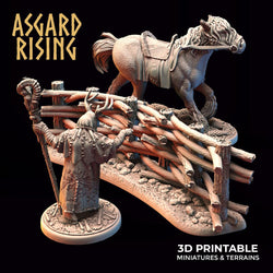 3D Printed Asgard Rising Wattle Fence Set With Gate 28mm - 32mm Ragnarok D&D (Online Only)