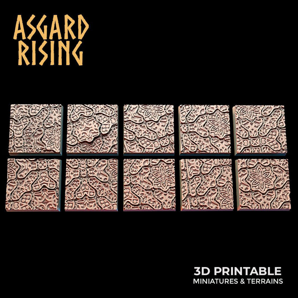 3D Printed Asgard Rising Worn Pavingstone -10 x 25 to 40 mm Square Base Set A Wargaming DnD (Online Only)