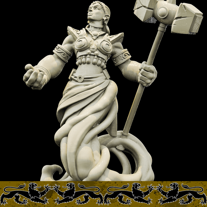 3D Printed Bestiary Vol. 4 Nafarrate - Earth Genie 32mm Ragnarok D&D (Online Only)