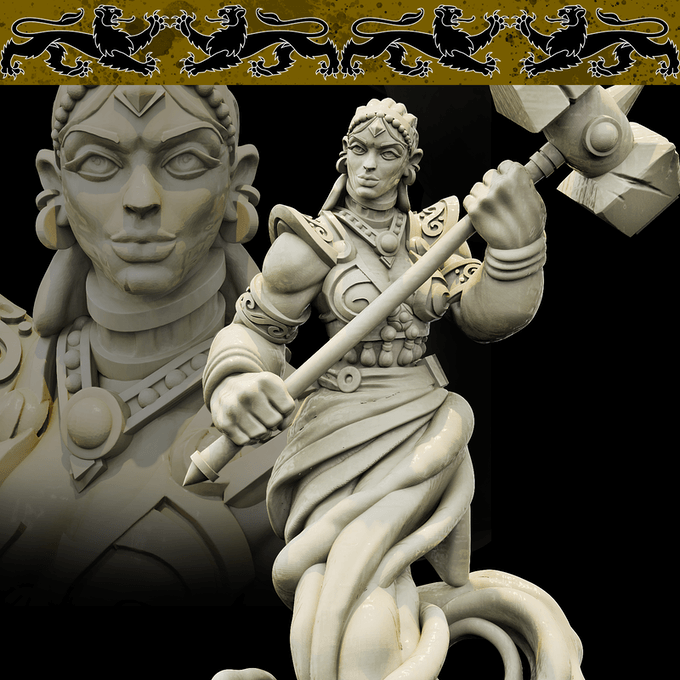 3D Printed Bestiary Vol. 4 Nafarrate - Earth Genie 32mm Ragnarok D&D (Online Only)
