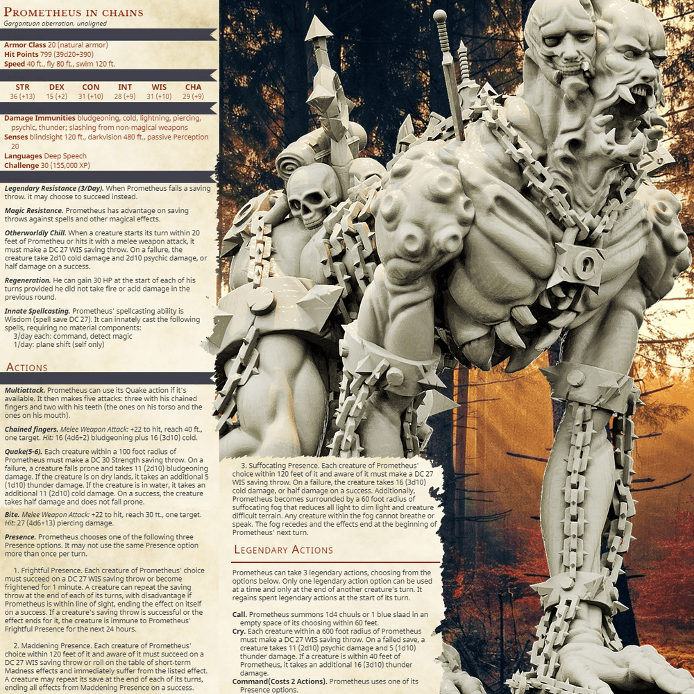 3D Printed Bestiary Vol. 4 Nafarrate - Prometheus in Chains 32mm Ragnarok D&D (Online Only)