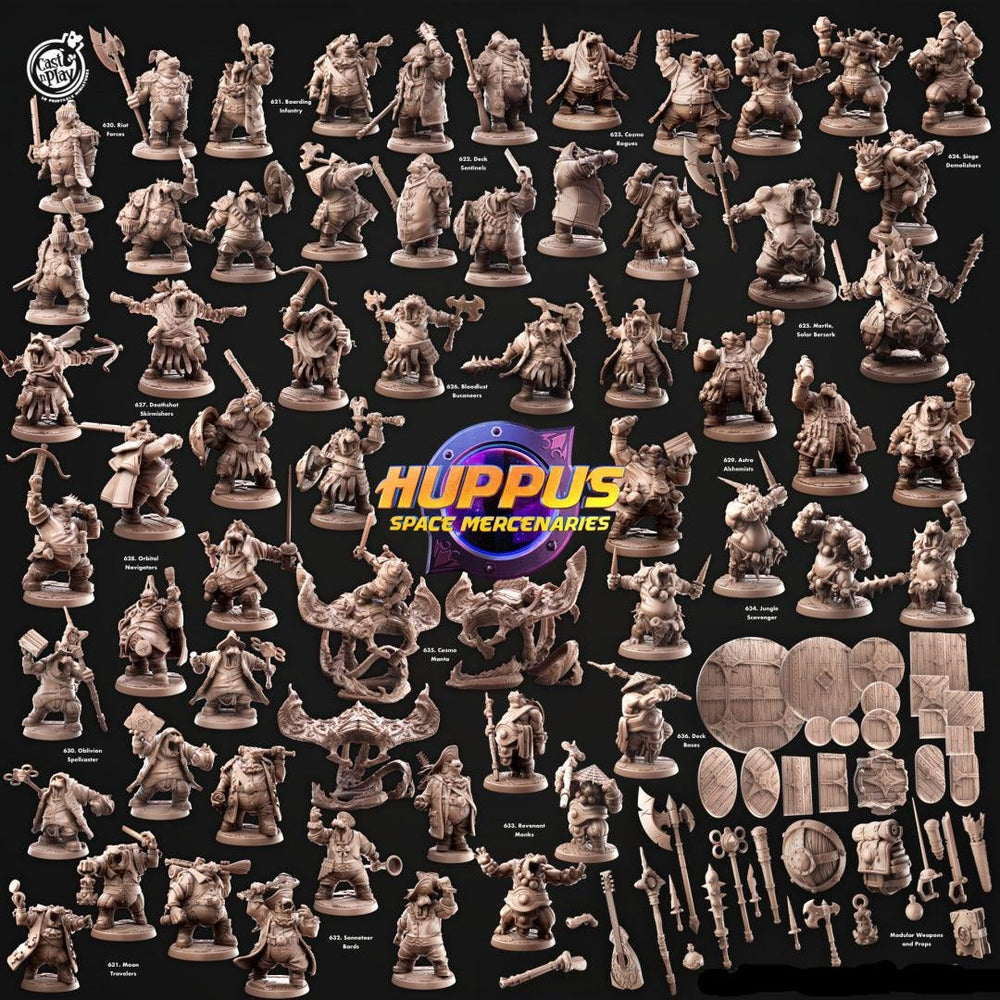 3D Printed Cast n Play 630 Oblivion Spellcasters Huppus, Space Mercenaries Set 28mm 32mm D&D (Online Only)