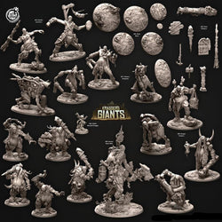 3D Printed Cast n Play 695 Giant Bases Kragger's Giants Set 28mm 32mm D&D (Online Only)