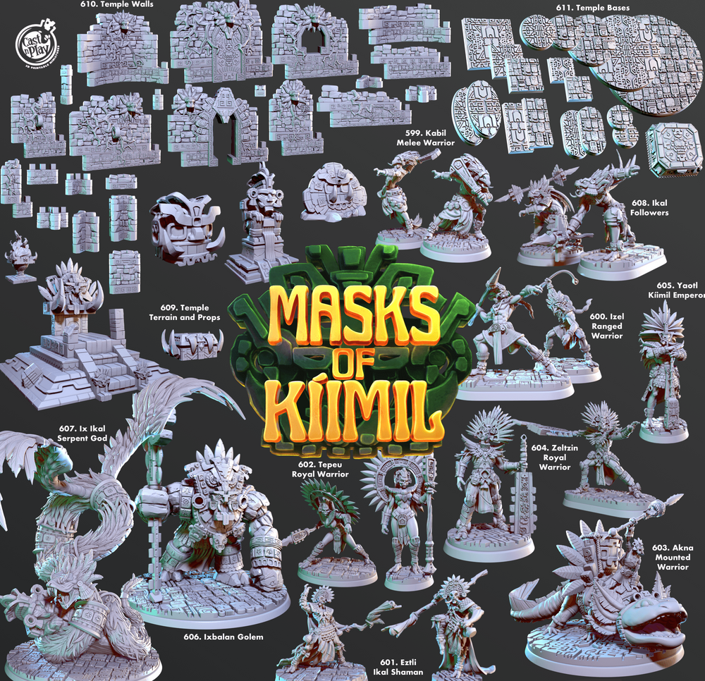 3D Printed Cast n Play Akna, Mounted Warrior Masks of Kiimil 28 32mm D&D (Online Only)