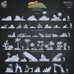 3D Printed Cast n Play Beach Shore Rocks w Palm Trees Terrain Essentials Nature 28mm 32mm D&D (Online Only)