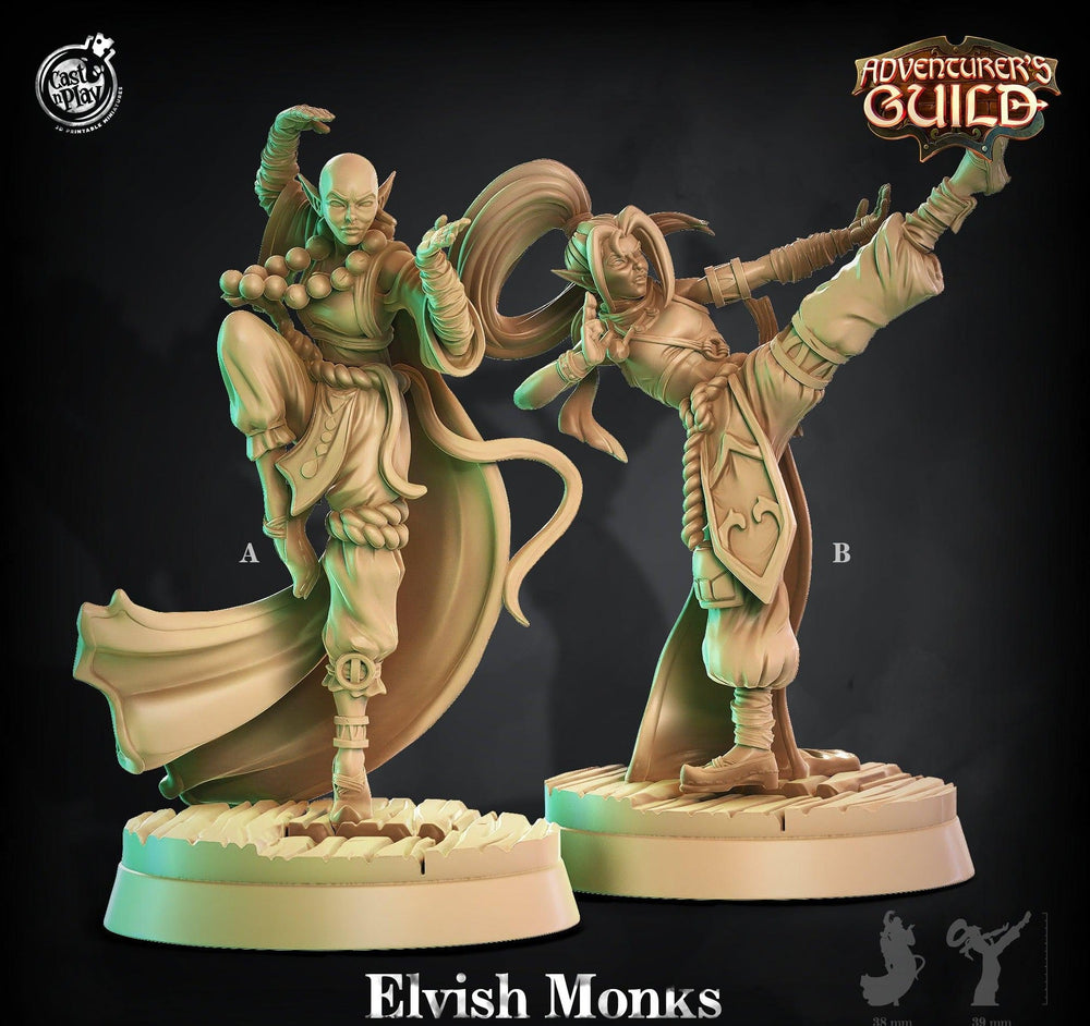 3D Printed Cast n Play Elvish Monk 28mm 32mm D&D (Online Only)