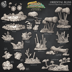 3D Printed Cast n Play Flowers Bamboo and Ponds Oriental Terrain Set Terrain Essentials Nature 28mm 32mm D&D (Online Only)