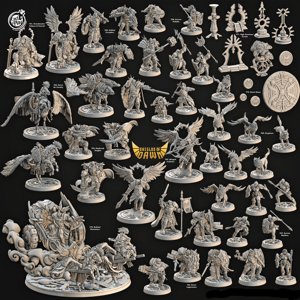 3D Printed Cast n Play Grandmaster Folques and Konrad Shields of Dawn 28mm 32mm D&D (Online Only)