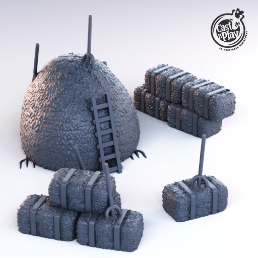 3D Printed Cast n Play Hay Blocks Townsfolk 28mm 32mm D&D (Online Only)