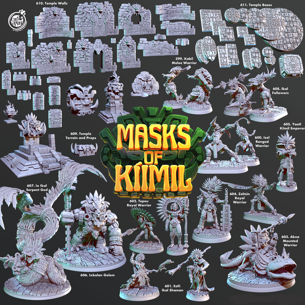 3D Printed Cast n Play Ixbalan Golem Masks of Kiimil 28 32mm D&D (Online Only)